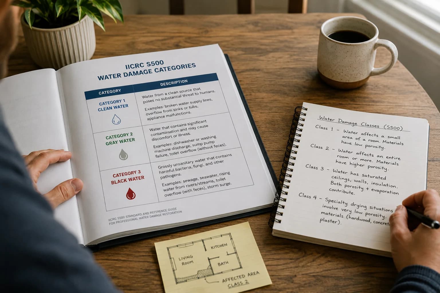 Illustration: Understanding Water Damage Categories and Classes: What Determines Your Restoration Plan